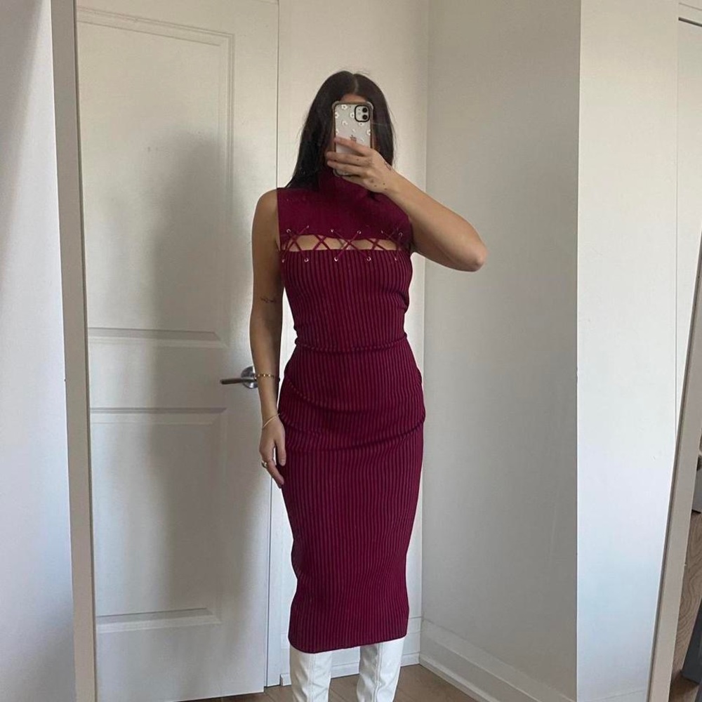 Vintage dark purple / red knit dress 💖